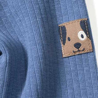 Set mit Wickelbody und Hose mit Hund-Applikation, blau, Gr. 74/80, 1 St