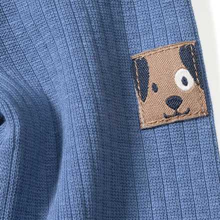 Set mit Wickelbody und Hose mit Hund-Applikation, blau, Gr. 74/80, 1 St