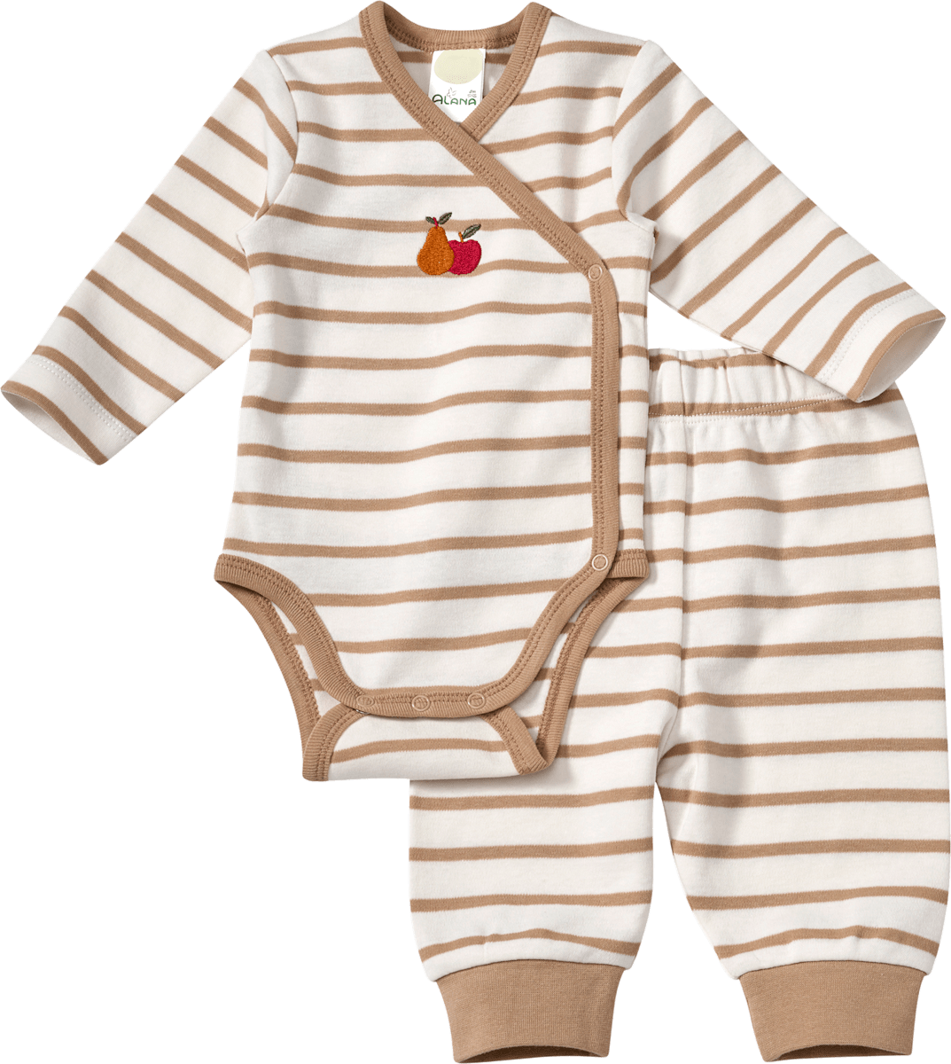 ALANA Set mit Wickelbody & Hose mit Obst-Motiv, beige, Gr. 74/80, 1 St