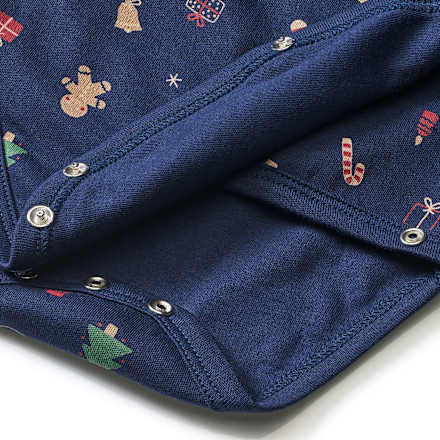 Set mit Wickelbody & Hose mit Weihnachts-Muster, blau, Gr. 50/56, 1 St