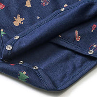 Set mit Wickelbody & Hose mit Weihnachts-Muster, blau, Gr. 50/56, 1 St