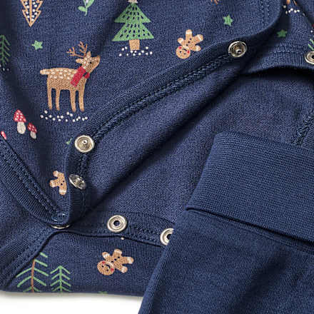 Set mit Wickelbody und Hose mit Weihnachts-Muster, blau, Gr. 74/80, 1 St