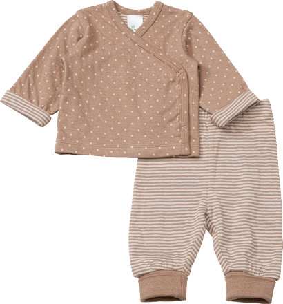 Set met wikkelshirt en broek, bruin, maat 62/68, 1 stuk