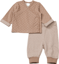 Set met wikkelshirt en broek, bruin, maat 62/68, 1 stuk