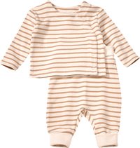 Set mit Wickelshirt & Hose mit Mitwachsfunktion, beige, Gr. 56, 1 St