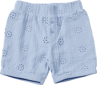 Shorts aus Musselin mit Blumen-Stickerei, blau, Gr. 104, 1 St