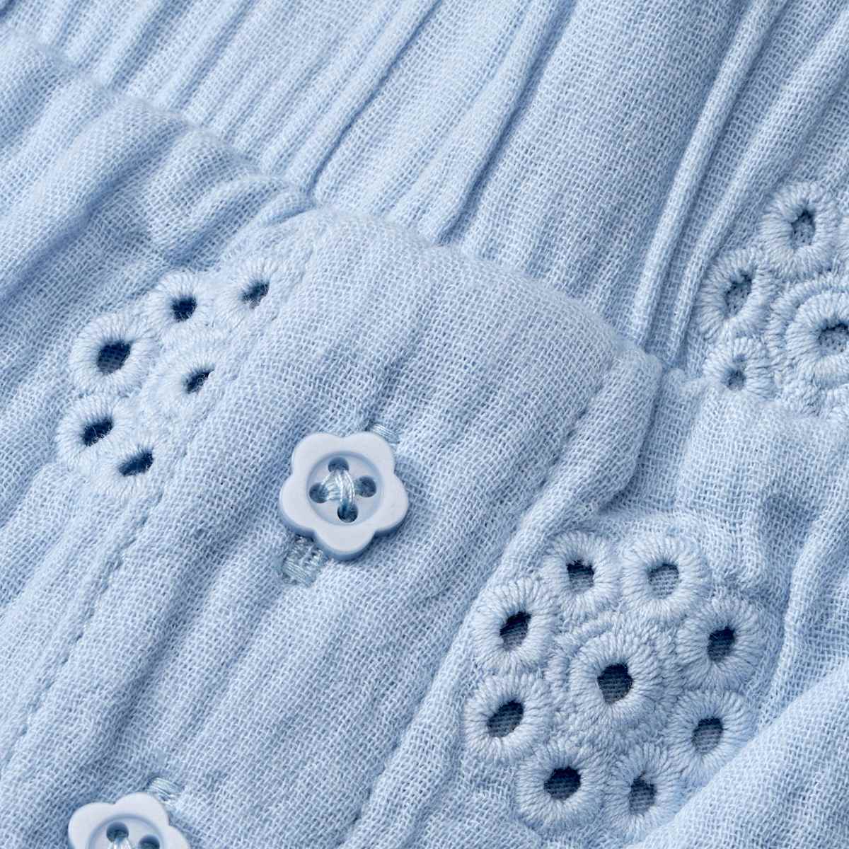 Shorts aus Musselin mit Blumen-Stickerei, blau, Gr. 86, 1 St