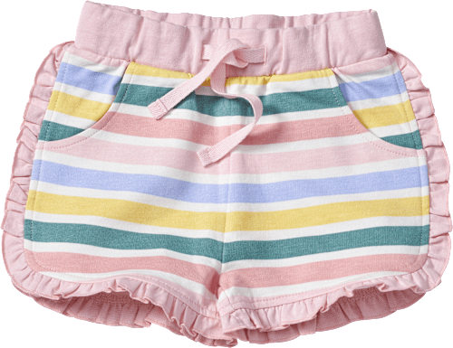 Shorts mit Streifen-Muster & Rüschen, rosa, Gr. 86, 1 St