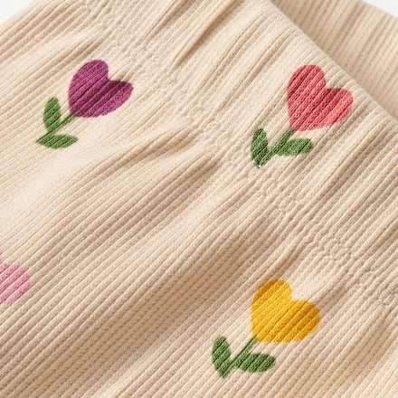 Shorts mit Tulpen-Muster & Ripp-Struktur, beige, Gr. 110, 1 St