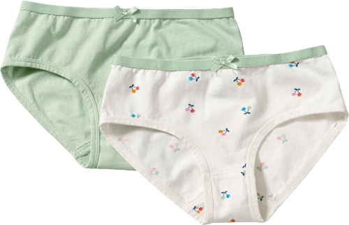 Slips mit Kirsch-Muster, weiß + grün, Gr. 122/128, 2 St ALANA