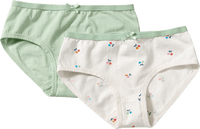 Slips mit Kirsch-Muster, weiß + grün, Gr. 122/128, 2 St ALANA