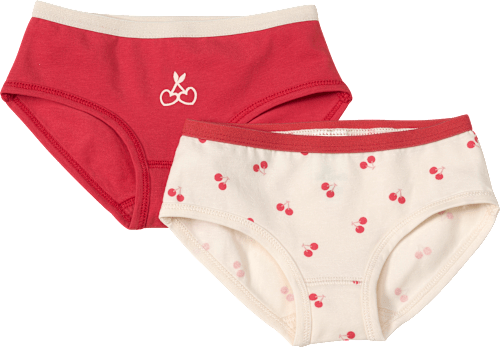 Slips mit Kirschen-Muster, rot + weiß, Gr. 98/104, 2 St