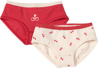 Slips mit Kirschen-Muster, rot + weiß, Gr. 98/104, 2 St