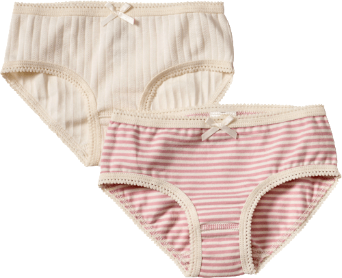 ALANA Slips mit Streifen & Ajour-Struktur, rosa + weiß, Gr. 110/116, 2 St