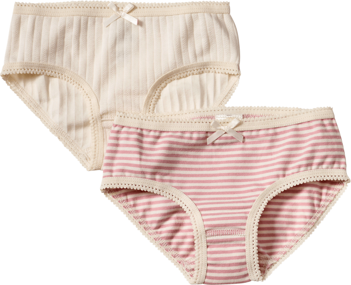 ALANA Slips mit Streifen & Ajour-Struktur, rosa + weiß, Gr. 122/128, 2 St