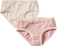 ALANA Slips mit Streifen & Ajour-Struktur, rosa + weiß, Gr. 122/128, 2 St