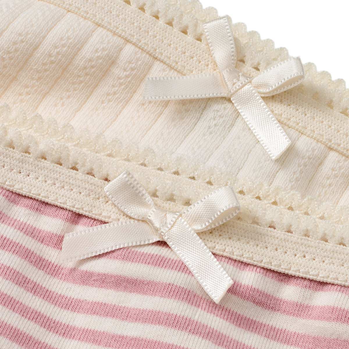 ALANA Slips mit Streifen & Ajour-Struktur, rosa + weiß, Gr. 122/128, 2 St