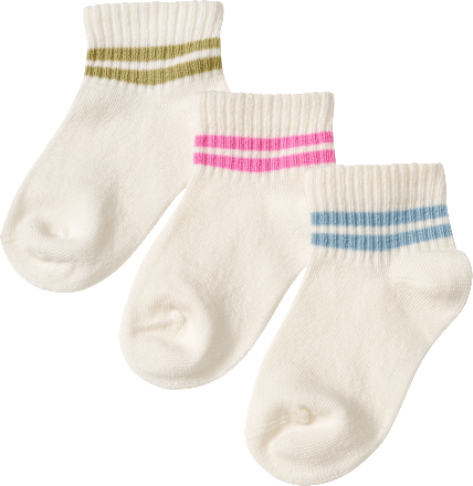 Sneaker Socken mit Streifen, weiß, Gr. 27/29, 3 St