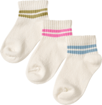 Sneaker Socken mit Streifen, weiß, Gr. 29/31, 3 St