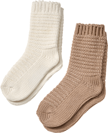Socken aus Grobstrick, braun & weiß, Gr. 27/29, 2 St