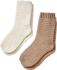 Socken aus Grobstrick, braun & weiß, Gr. 29/31, 2 St