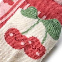 Socken mit 3D-Applikation & Kirsch-Motiv, rosa, Gr. 31/33, 3 St