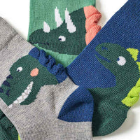 Socken mit 3D-Dino-Applikation, grün + blau, Gr. 19/22, 3 St