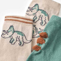 Socken mit Dino-Muster, beige + grün, Gr. 19/22, 3 St