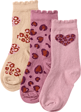 ALANA Socken mit Herz- & Leo-Muster, lila, Gr. 31/33, 3 St