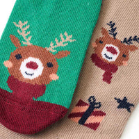 Socken mit Rentier-Muster, grün + beige, Gr. 23/26, 2 St