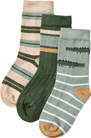 Socken mit Ripp-Struktur & Krokodil-Motiv, grün, Gr. 29/31, 3 St