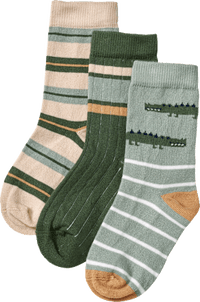 Socken mit Ripp-Struktur & Krokodil-Motiv, grün, Gr. 29/31, 3 St