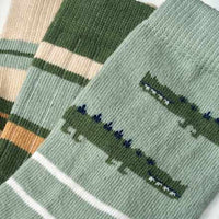 Socken mit Ripp-Struktur & Krokodil-Motiv, grün, Gr. 29/31, 3 St