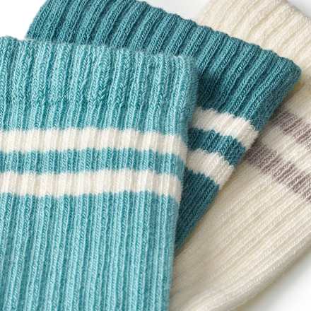 Socken mit Streifen-Muster, blau + beige, Gr. 33/35, 3 St