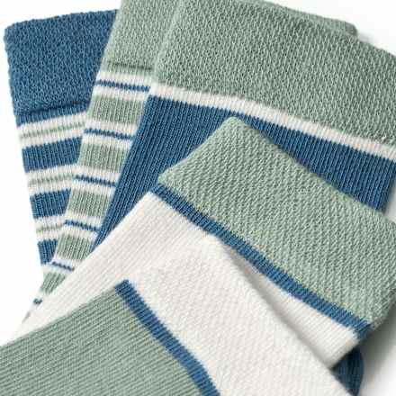Socken mit Streifen-Muster, grün + blau + weiß, Gr. 31/33, 1 St