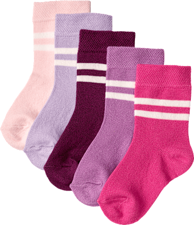 Socken mit Streifen-Muster, lila, Gr. 23/26, 5 St
