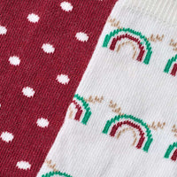 Socken mit Weihnachts-Regenbogen- & Punkte-Muster, weiß + rot, Gr. 27/29, 2 St