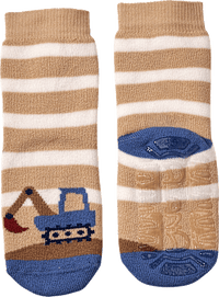 Stoppersocken mit Bagger-Motiv, beige & blau, Gr. 25/26, 1 St
