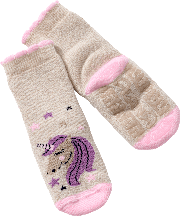 Stoppersocken mit Einhorn-Motiv, beige & rosa, Gr. 19/20, 1 St