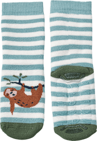 Stoppersocken mit Faultier-Motiv, grün + weiß, Gr. 23/24, 1 St