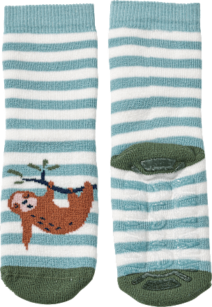 Stoppersocken mit Faultier-Motiv, grün + weiß, Gr. 25/26, 1 St