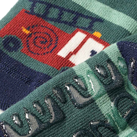 Stoppersocken mit Feuerwehr-Motiv, grün, Gr. 25/26