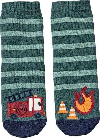 Stoppersocken mit Feuerwehr-Motiv, grün, Gr. 25/26