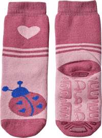 Stoppersocken mit Herz- & Marienkäfer-Motiv, rosa, Gr. 23/24, 1 St