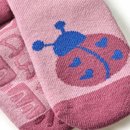 Stoppersocken mit Herz- & Marienkäfer-Motiv, rosa, Gr. 25/26, 1 St