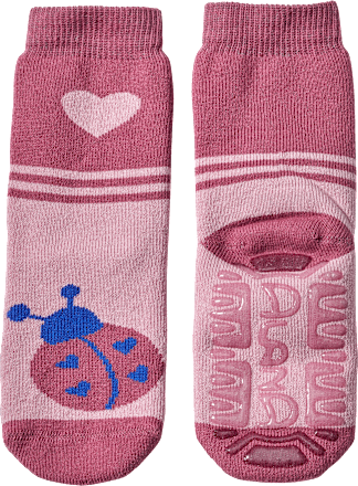 Stoppersocken mit Herz- & Marienkäfer-Motiv, rosa, Gr. 25/26, 1 St