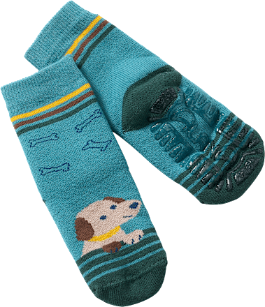 Stoppersocken mit Hunde-Motiv, grün & blau, Gr. 21/22, 1 St