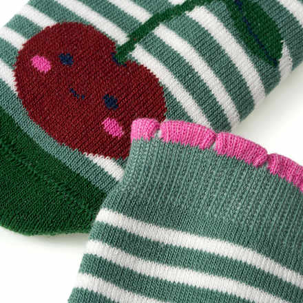 Stoppersocken mit Kirschen-Muster, grün, Gr. 23/24, 1 St