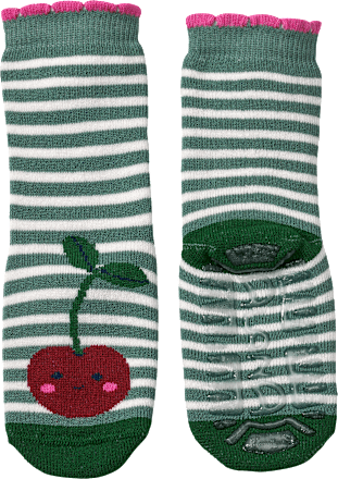 Stoppersocken mit Kirschen-Muster, grün, Gr. 23/24, 1 St