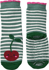 Stoppersocken mit Kirschen-Muster, grün, Gr. 23/24, 1 St